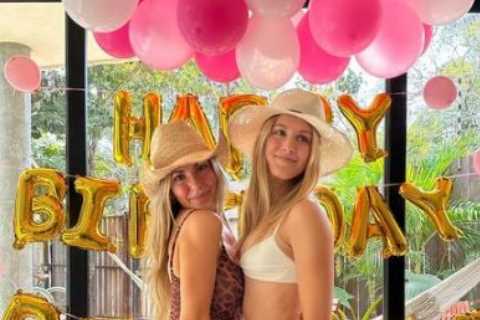 Tennis stunner Eugenie Bouchard and rarely seen twin sister strip down to bikinis to celebrate..