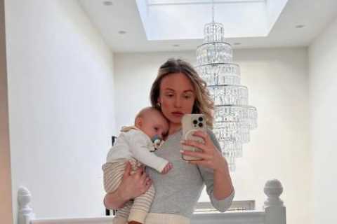 Jorgie Porter gives rare look inside her huge home as she poses with baby Forest in all-white outfit