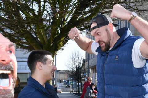 ‘Don’t be a t****r’ – Tyson Fury hilariously pranks locals with bin stunt as he aims to clean up..