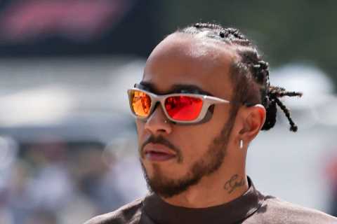 Lewis Hamilton arrives for Bahrain GP in bizarre all-brown outfit with Mercedes star already facing ..