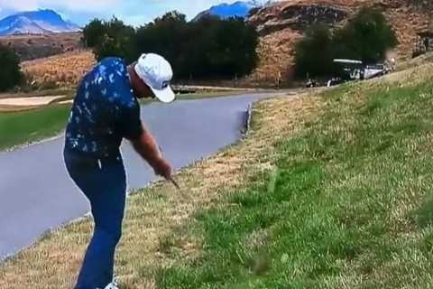 Bizarre optical illusion makes it look like golfer fluffs his shot – but can you work out what..