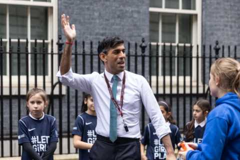 England’s Lionesses sign Rishi Sunak’s shirt as PM kickstarts drive to get all girls playing..
