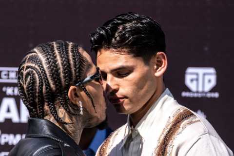 Watch Gervonta Davis and Ryan Garcia almost come to blows on stage in heated press conference ahead ..