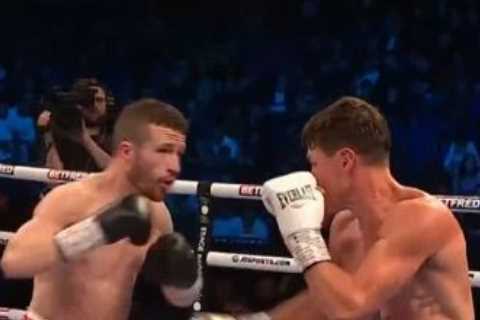 ‘I can’t watch’ – Boxing fans squeamish as Brit Robbie Davies Jr suffers sickening ankle injury in..