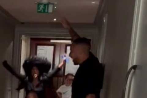 Kim Kardashian lets son Saint, 7, run wild in London hotel halls at 1AM after she guzzles beer and..