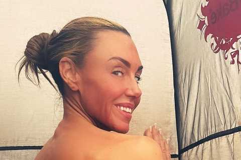 Michelle Heaton strips topless in thong bikini as she gets a tan top up after Dancing On Ice