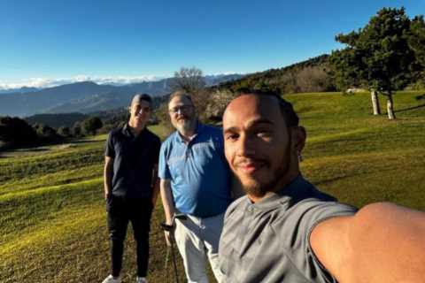 Lewis Hamilton takes break from early F1 season struggles as he heads to golf course with Brit pal..