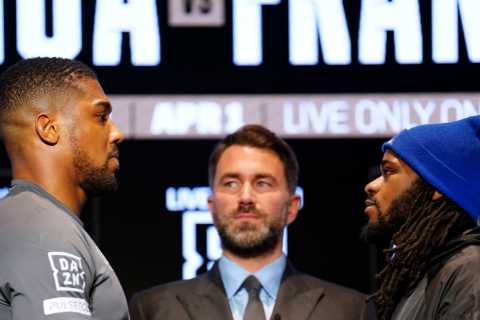 Anthony Joshua makes chilling warning to Jermaine Franklin and pair refuse to shake hands in tense..