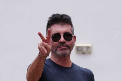 Simon Cowell looks slimmer than ever in tight T-shirt and shades as he heads to filming on..