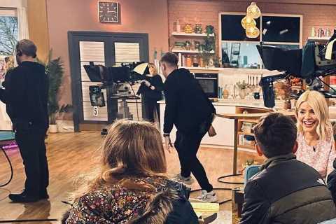 Holly Willoughby shares rare snap of her kids visiting her on This Morning’s set as she announces..