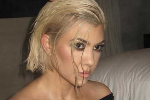 Kourtney Kardashian’s bare butt and thong busts out of her skintight corset denim skirt in NSFW new ..