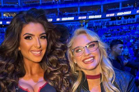 Ebanie Bridges and Maya Jama pose with stunning Anthony Joshua ring girls as they join Arsenal star ..