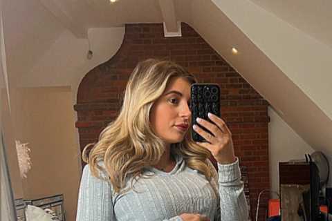 Pregnant Dani Dyer shows off her growing baby bump in figure-hugging dress as she nears due date