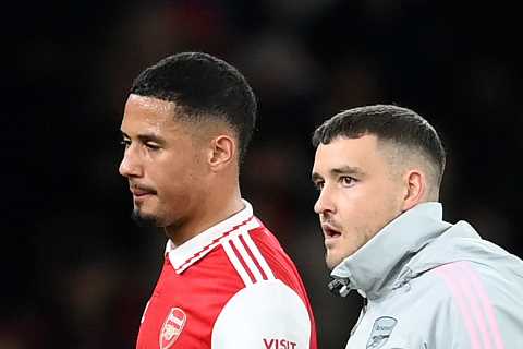 Arsenal in huge Premier League title blow with William Saliba set to miss Liverpool clash with back ..