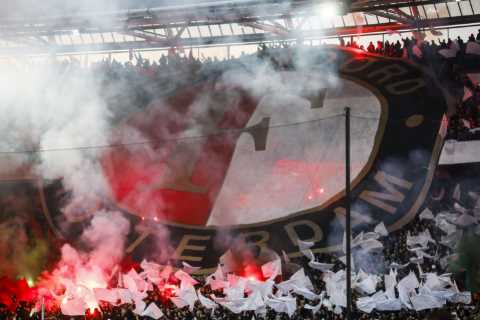 Feyenoord vs Ajax stopped TWICE as ex-Premier League star left with blood pouring from head after..