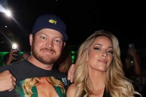 Golf beauty Paige Spirinac parties at The Masters and bumps into fan who has very revealing towel..