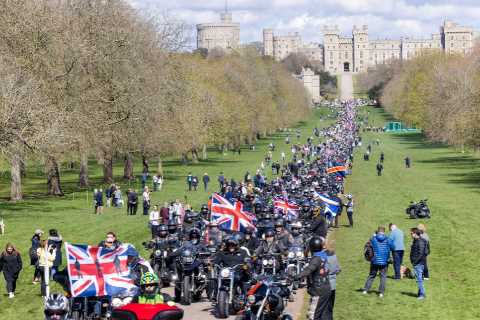 Hundreds of bikers gather outside Windsor Castle to ride in memory of Queen Elizabeth II