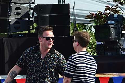 Ant McPartlin and Dec Donnelly look tense during Saturday Night Takeaway rehearsals in Florida