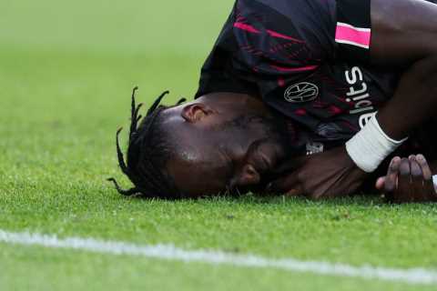 Tammy Abraham left writhing in agony as ex-Chelsea star forced off with nasty shoulder injury for..
