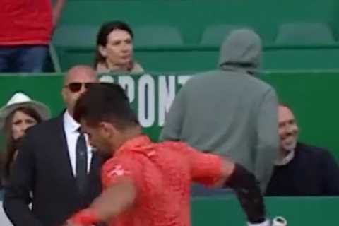 Watch Djokovic’s on-court MELTDOWN as he smashes racket in half by stamping on it and fans brand..