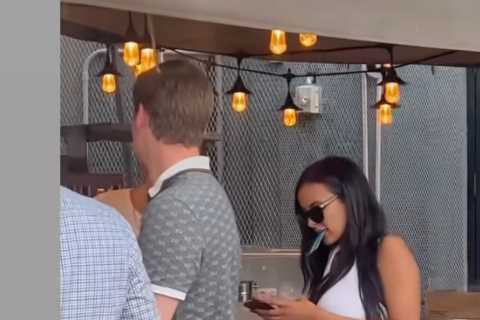 Maya Jama shows off her tiny waist in crop top and boyfriend jeans in Brooklyn