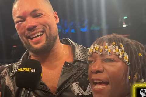 ‘No, no, no, Mum, it’s alright’ – Joe Joyce has to calm his fuming mum after she interrupts..