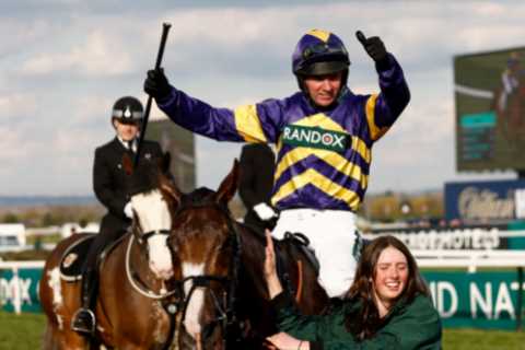 Favourite Corach Rambler wins delayed Grand National after bolting up for Scottish trainer Lucinda..