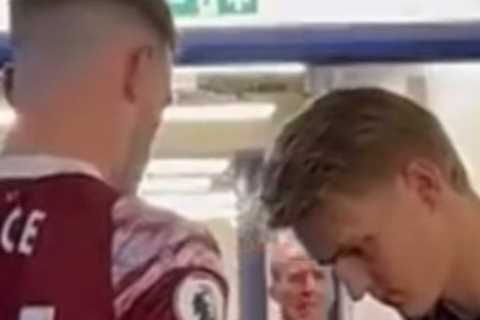Arsenal fans ALL say the same thing as Declan Rice spotted asking Martin Odegaard for his autograph ..