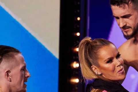 Britain’s Got Talent’s Amanda Holden joins contestants on stage for risqué act as performer places..