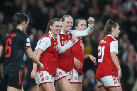 Arsenal on course to break UK attendance record for Women’s Champion League game with 52,000..