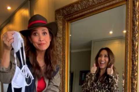 I’m A Celeb’s Myleene Klass looks incredible as she poses in jungle kit holding iconic white bikini