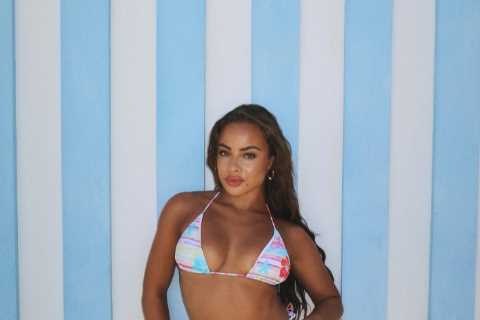Love Island’s Danica Taylor flashes washboard abs in tiny pink bikini