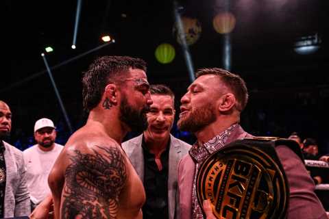Conor McGregor called out to brutal bare-knuckle fight by champion Mike Perry after shock face-off..