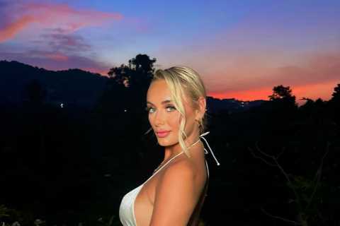 Millie Court leaves nothing to the imagination as she flashes her bum in tiny thong bikini