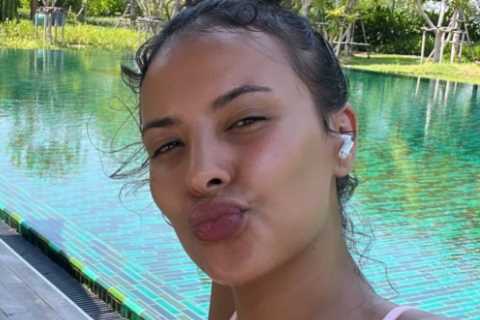 Maya Jama poses in very revealing bikini but insists she didn’t accidentally flash her nipple