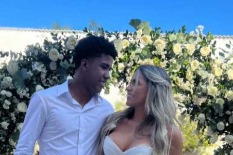 Chelsea wonderkid Andrey Santos marries sweetheart Yngryd Freire in his SHORTS in glamorous..