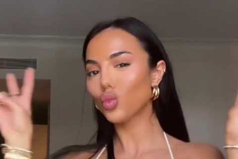 Ex-Coronation Street star Arianna Ajtar TINY bikini top leaves nothing to the imagination