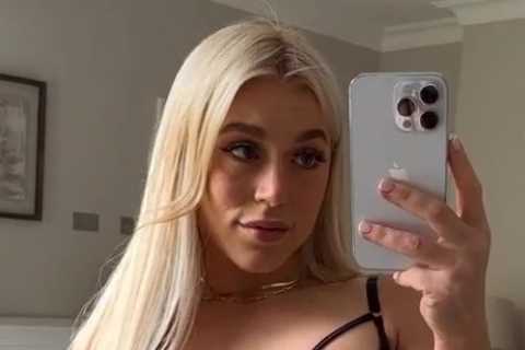OnlyFans star Elle Brooke strips to blue bikini for Anthony Taylor’s walk-on on KSI undercard after ..