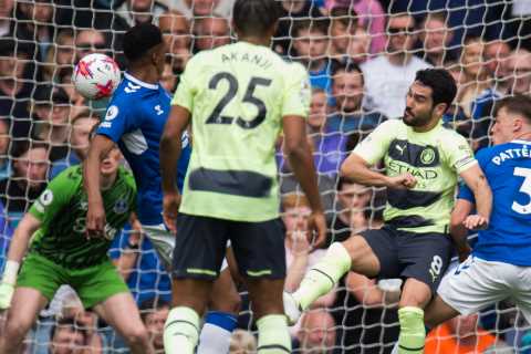 Everton 0 Man City 3: Gundogan’s stunning double keeps Champions marching to title with easy win..