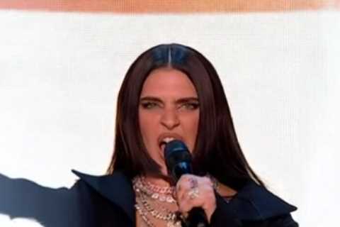 Mae Muller sends Eurovision into chaos in see-through corset as crowd drowns out hosts