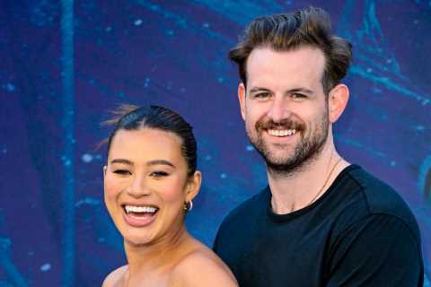 Love Island’s Montana Brown beams as she cradles her baby bump in daring dress at Little Mermaid..