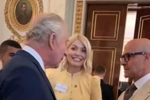 Holly Willoughby puts Phillip Schofield feud behind her as she laughs with King Charles after..