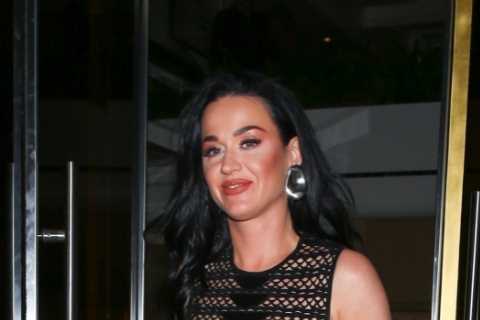 Katy Perry shows off her bare butt in a black leather thong and see-through dress for wild American ..