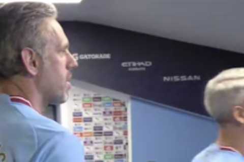Former Arsenal Premier League winner looks unrecognisable as silver fox during Man City’s title..