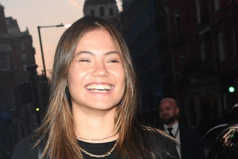 Emma Raducanu gives thumbs up with bandaged wrist and beams in glam dress after THREE surgeries..