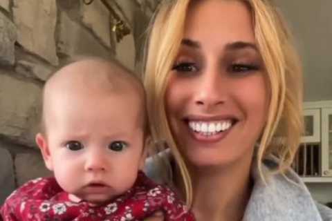 Stacey Solomon stunned as baby Rose vomits all over her during live video to fans