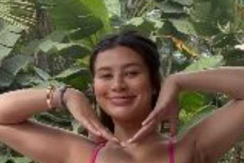 Love Island’s Montana shows off huge baby bump in a bikini as she counts down to birth of first baby