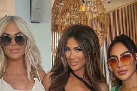 Geordie Shore beauties show off lots of underboob as they strip off on girls’ holiday in Spain