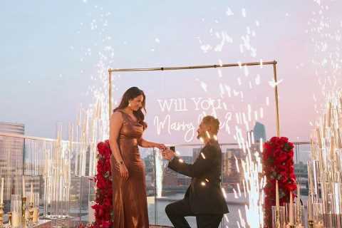 Apprentice winner engaged to co-star after stunning rooftop proposal