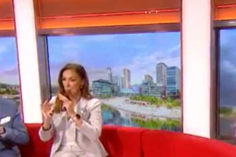 BBC Breakfast’s Jon Kay and Sally Nugent leave Carol Kirkwood wincing as they interrupt weather..